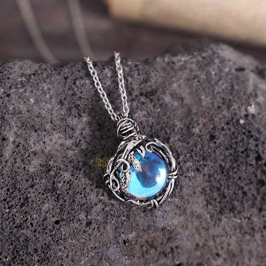 Naszyjnik kamień księżycowy elfy z filigranowymi liśćmi i mistycznym blaskiem