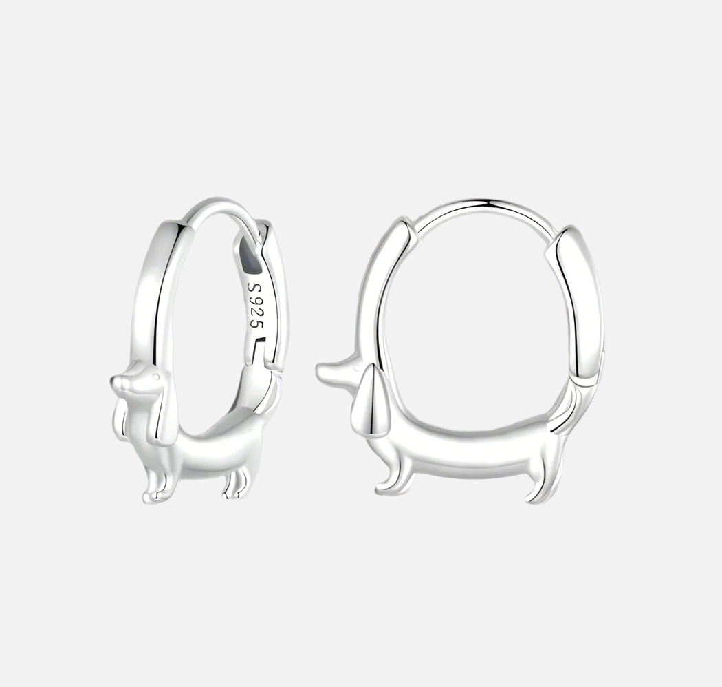 Kolczyki koła z jamnikiem dla miłośników psów – urocze dodatki z zawieszką zwierzaka