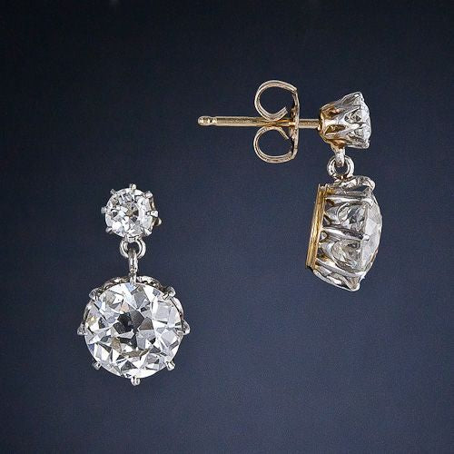 Okrągłe kolczyki wiszące z diamentem z mieniącymi się kamieniami cyrkonu