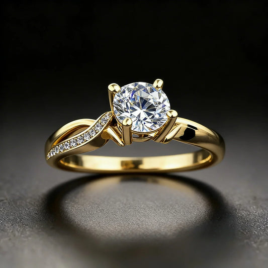 Pierścionek Vintage Eternity z Cyrkonem i Diamentami Marquise