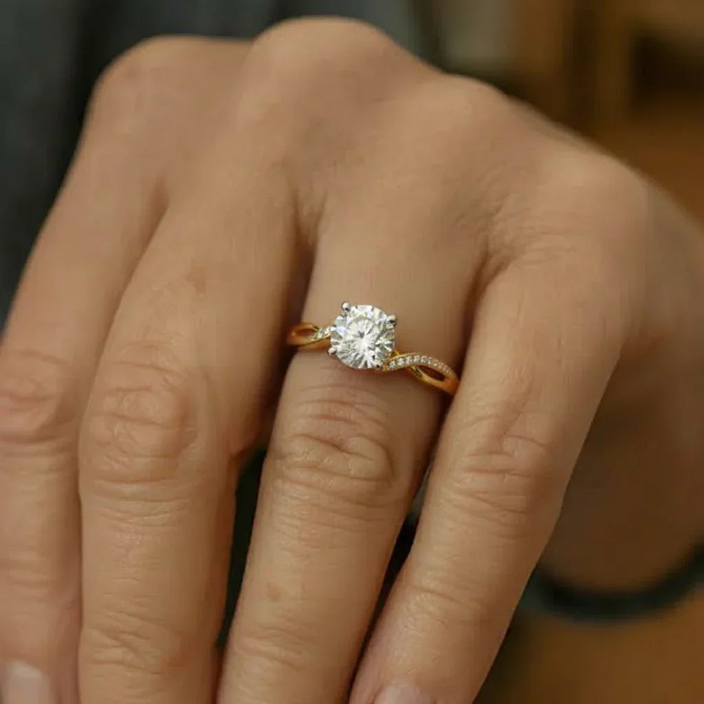 Pierścionek Vintage Eternity z Cyrkonem i Diamentami Marquise